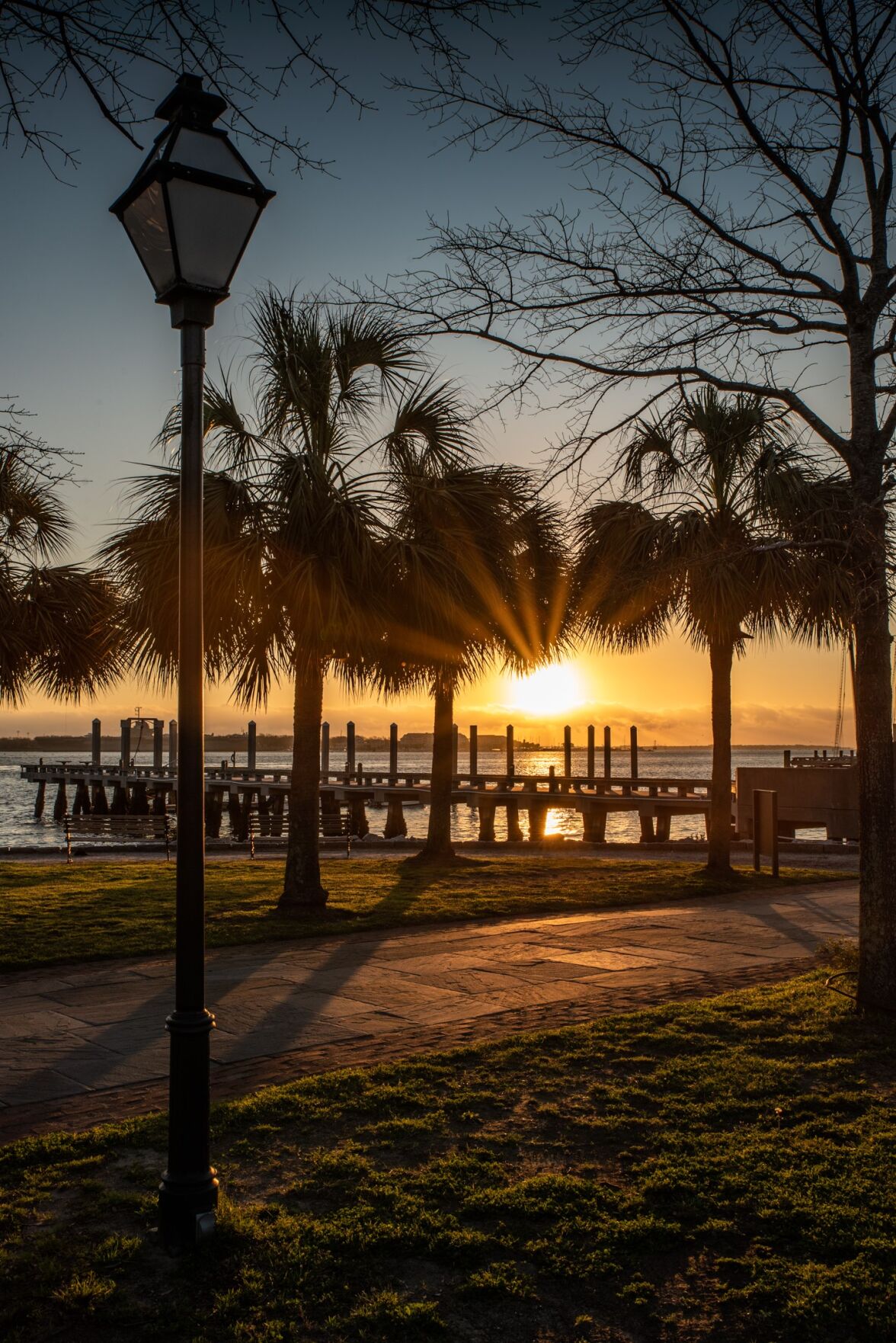 Charleston waterfront at sunrise
